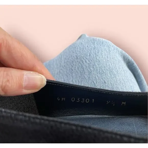 STUART WEITZMAN Black Lines Suede Vintage 90s Low Heel Pumps Square Toe Sz 9.5 - Picture 9 of 14